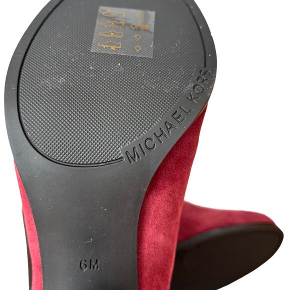 Michael Kors Evaline Suede Leather Block Heel Boots‎ Size 6 Mulberry Red NEW - Picture 10 of 13